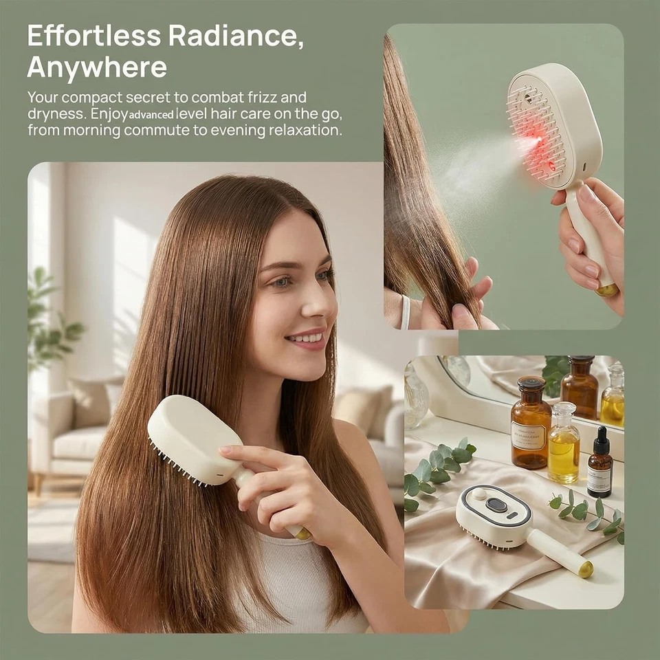 2-in-1 Electric Scalp Massage Comb – Red Light & Atomizing Hair Care Comb