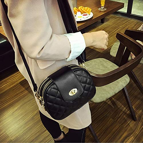 Women's Diamond-Pattern Small Shoulder Bag – Stylish Three-Layer Rectangular Crossbody Purse
