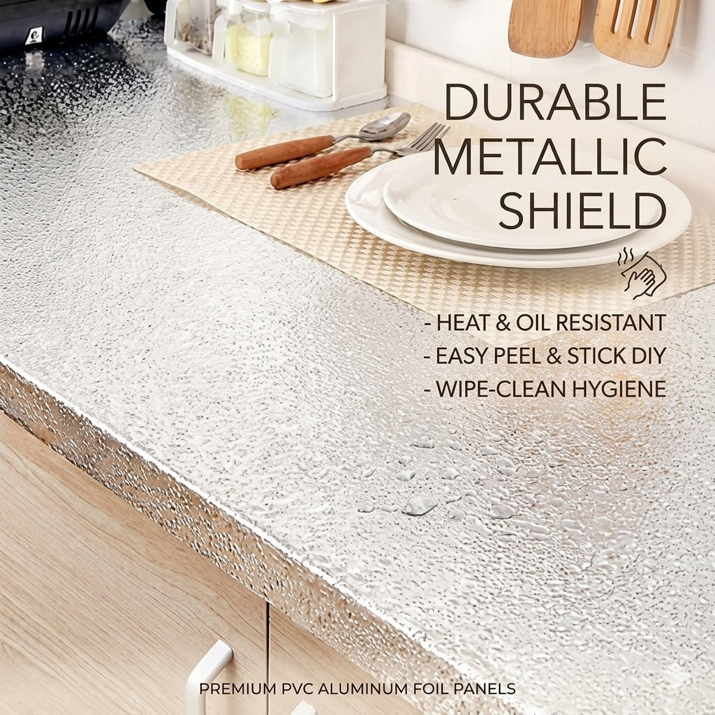 Self-Adhesive PVC Aluminum Foil Wall Panels – Waterproof Kitchen Backsplash Stickers