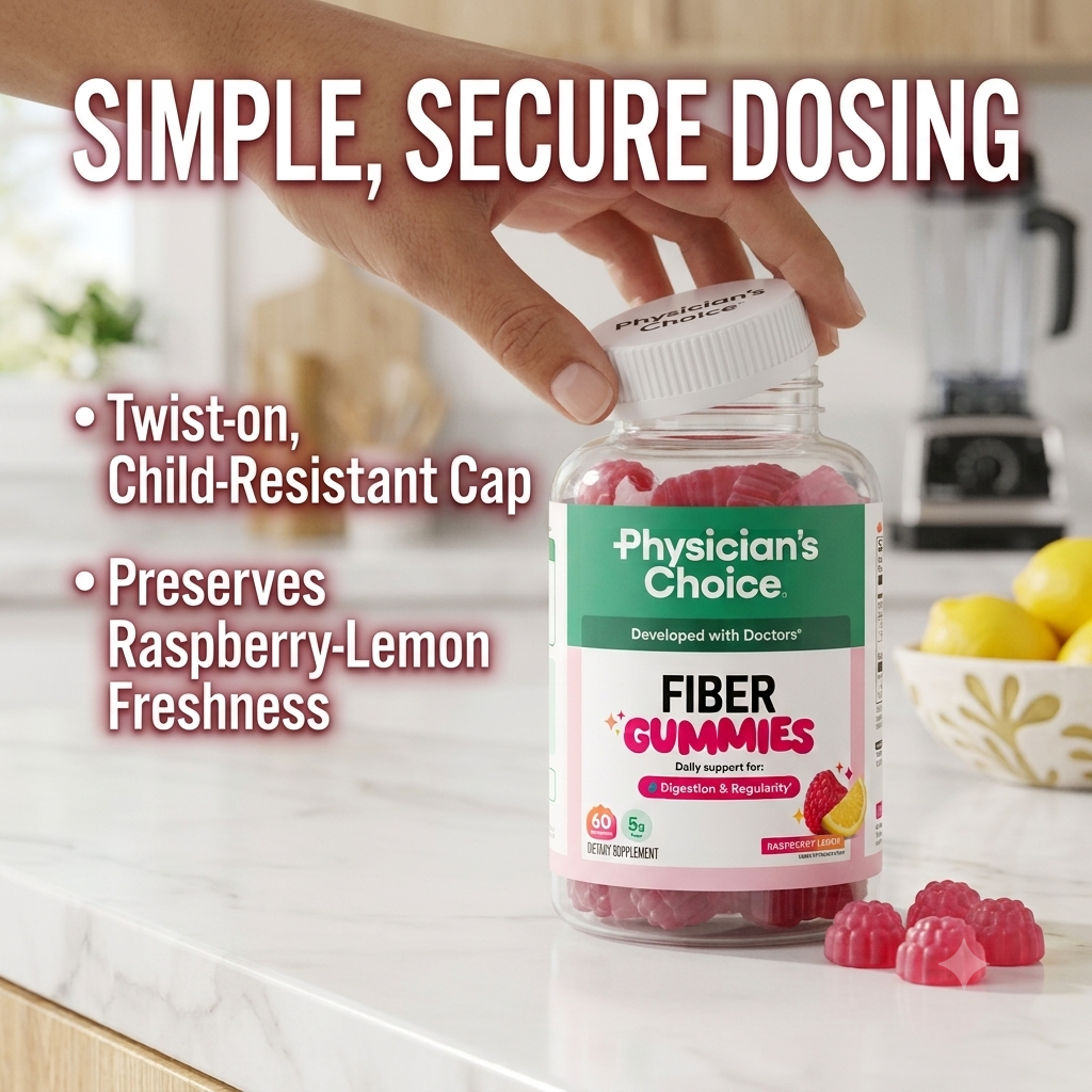 Sugar-Free Fiber Gummies – 5g Fiber Raspberry Lemon Flavor