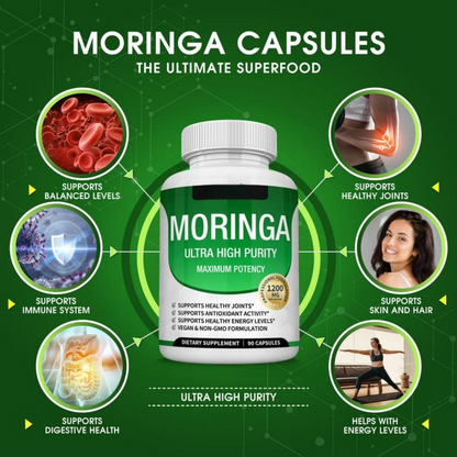 Moringa Leaf Capsules Natural Herbal Supplement 1200mg