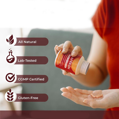 Happy Saffron Plus Capsules for Daily Wellness (90 Capsules)