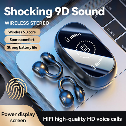 Open-Ear TWS Gaming Earbuds with Charging Box – Bluetooth 5.3 Ear Clip Design