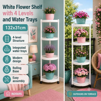 Nordic Style Multi-Layer Plant Stand with Wheels – Modern Indoor & Outdoor Flower Display Shelf