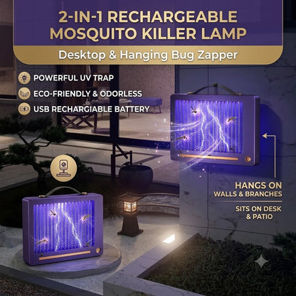 2-in-1 Rechargeable Mosquito Killer Lamp – Desktop & Hanging Bug Zapper