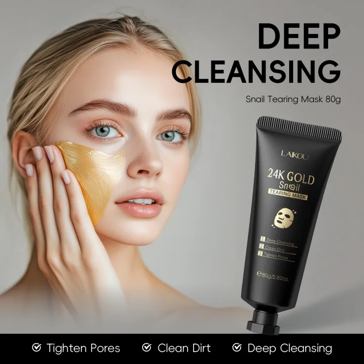 24K Gold Snail Peel-Off Face Mask – Deep Cleansing & Hydrating Skincare Treatment