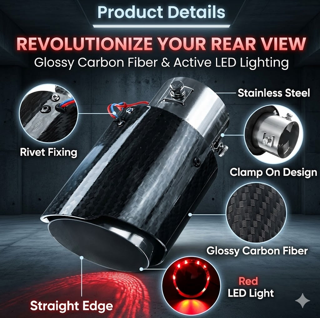Universal LED Fire Flame Exhaust Tip – Car Muffler Pipe (35–63mm)