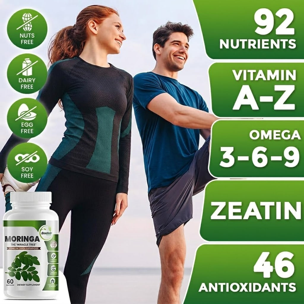 Moringa Leaf Capsules Natural Herbal Supplement 1200mg